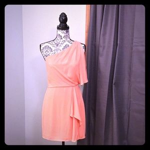 BCBG Peach One Shoulder Cocktail Dress - Size 4